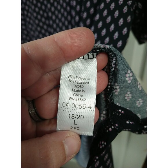 Woman Within 18/20 Blouse Black Purple Diamond Polka Dot Business Casual Stretch - Picture 9 of 10